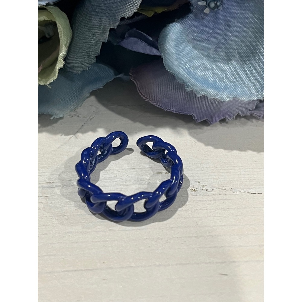 Chain Ring Chunky Statement‎ Ring Adjustable Blue Fashion Ring
